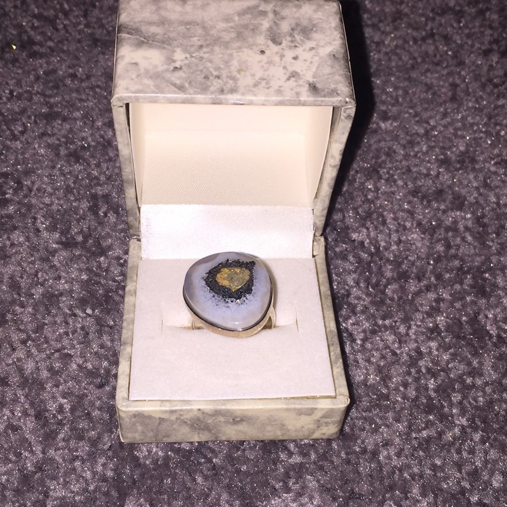 Stone and crystal ring